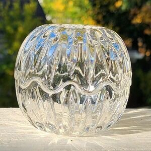 Vintage Led Crystal Trinket Treasure‎ Box Candle Holder Egg Shape 3"H x 3.25"W